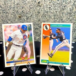 Sammy Sosa 1992 Upper Deck & Score Cards White Sox Cubs HOF Legend Perfect Cards